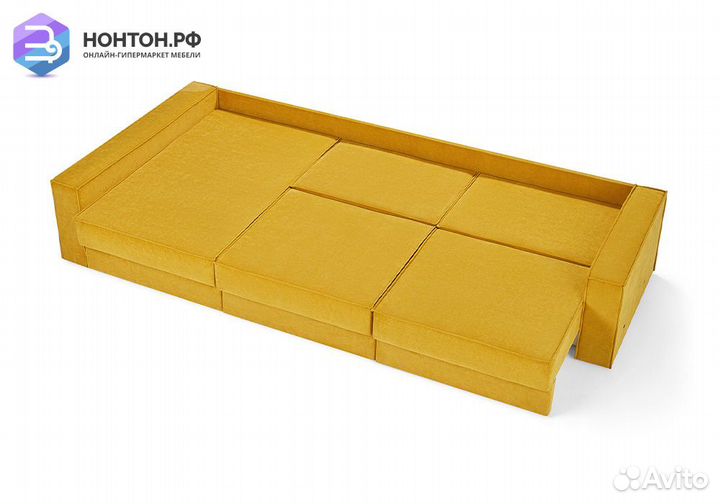 Диван угловой еврокнижка трехместный Тревис желтый