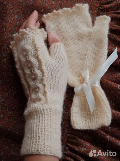 Митенки вязаные ажурные