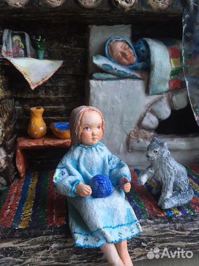 Настенное панно, папье- маше, глина, вата