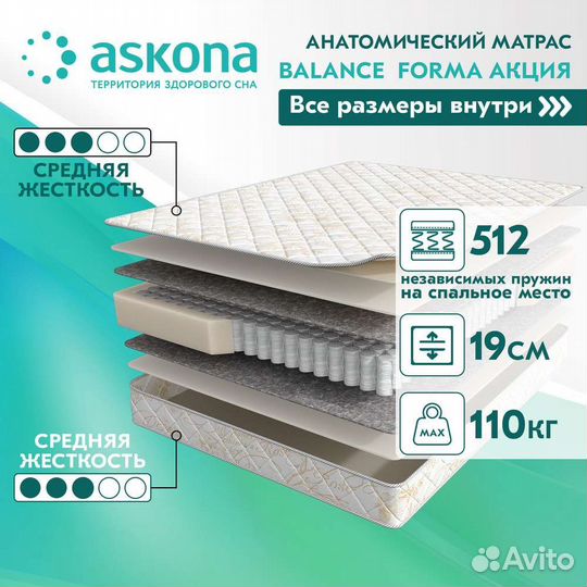 Матрас Аскона баланс Форма 160х200см