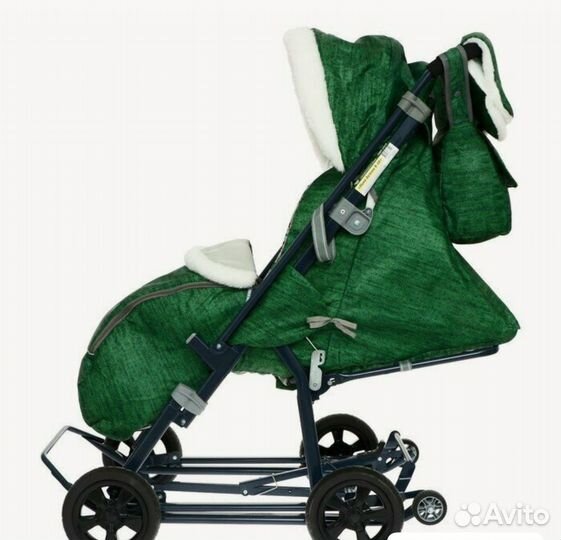 Санки-коляска Nika Ника,вязаный зеленый