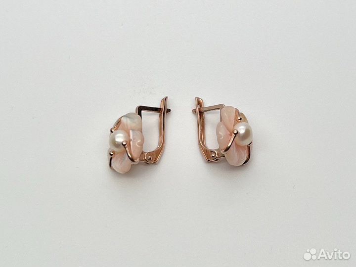 Серебряные позолоченные серьги 925 пробы