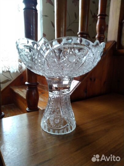 Шикарная большая ваза Каменный цветок хрусталь