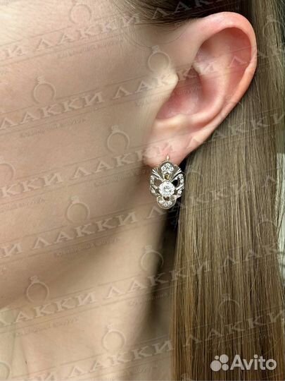 Золотые серьги с бриллиантами 585 / 8.21 гр