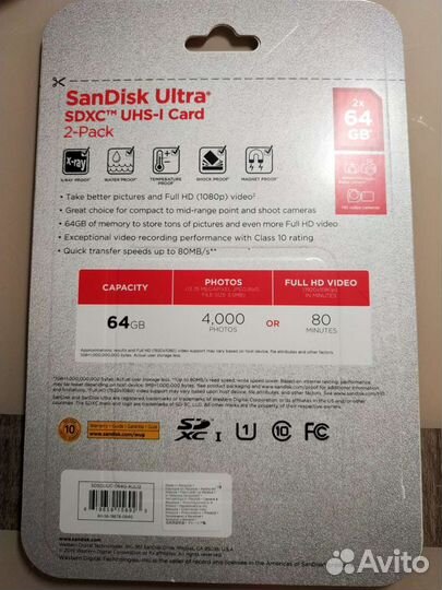 Sdxc карта Sandisk 64gb x2
