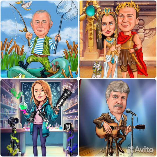 Портрет на холсте. Картина по фото. Шарж