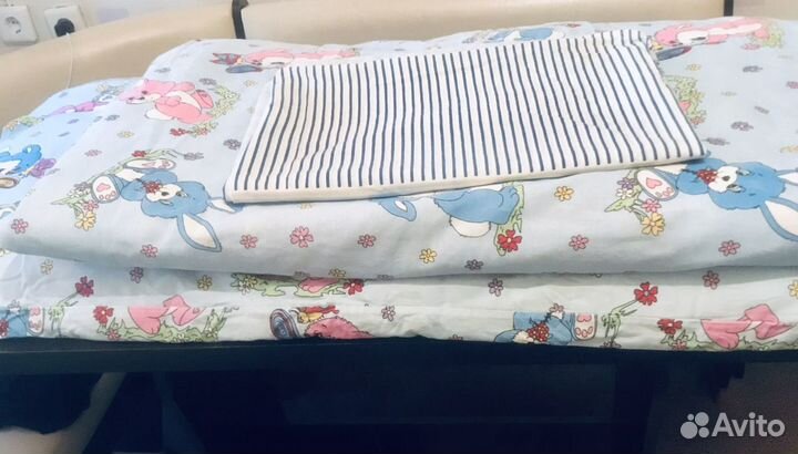 Детский тёплый плед + матрац+ постельное белье