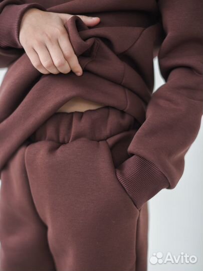 Детский спортивный костюм с начёсом, цвет шоколадн