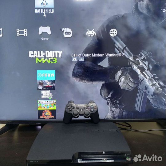 Sony PS3 slim прошитая 120гб + 10игр