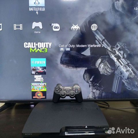 Sony PS3 slim прошитая 120гб + 10игр