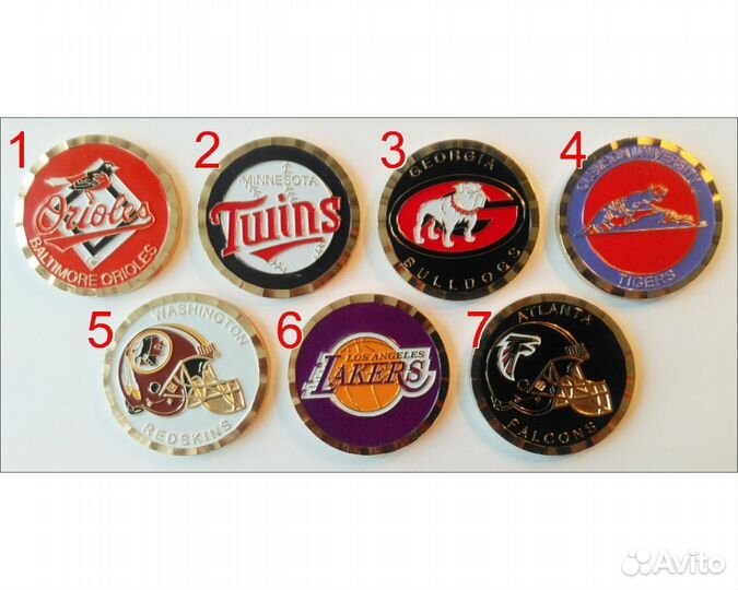 Редкие медальоны известных спортивных клубов США