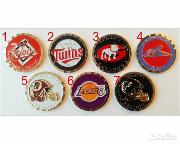 Редкие медальоны известных спортивных клубов США