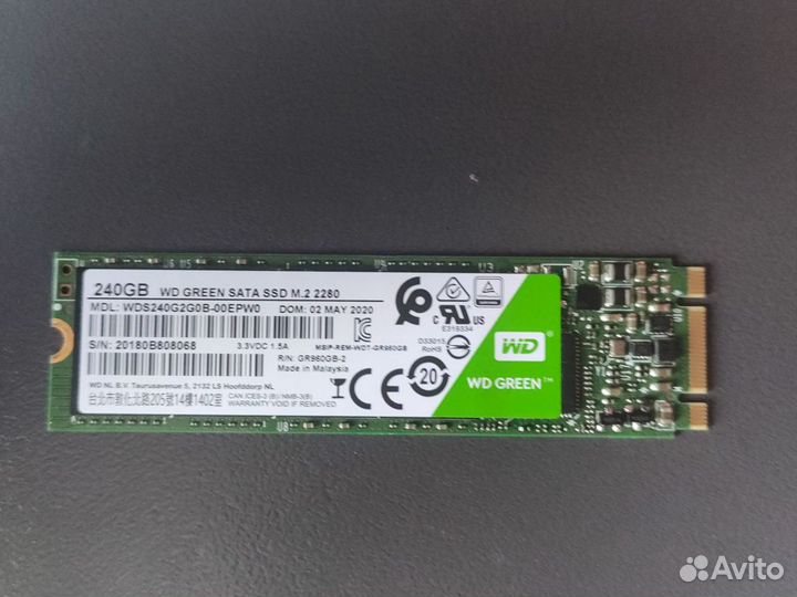 240 гб SSD M.2 накопитель WD Green (WDS240G2G0B)