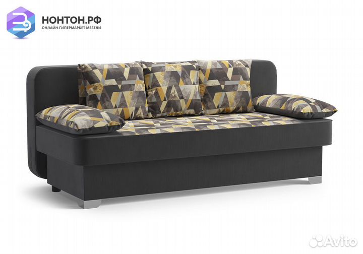 Диван еврокнижка Арвен темно-серый / принт Snow Br