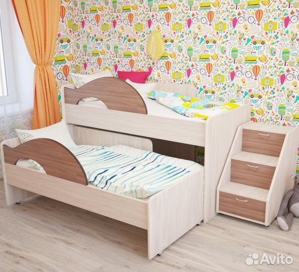 Кровать двухъярусная Радуга цвет: Ясень тёмный