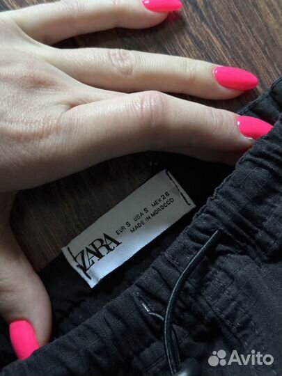 Юбка карго парашют zara чёрная S