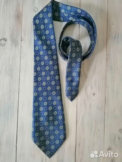 Галстук СССР синий с золотым рисунком