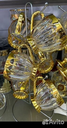 Кружка для чая и кофе золото цветы