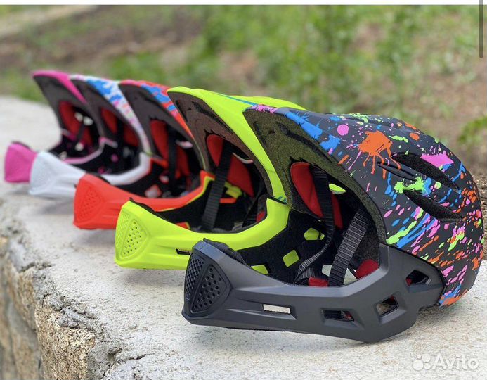 Детский шлем велосипедный фулфейс (разные цвета)