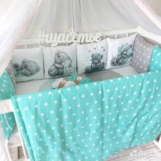 Новый комплект в кроватку новорожденному