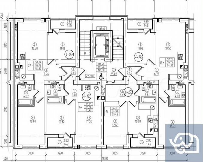 2-к. квартира, 55,8 м², 9/9 эт.
