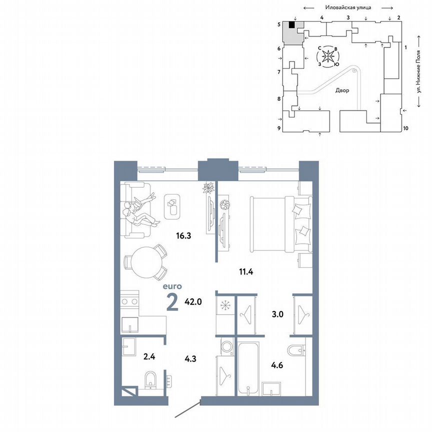 1-к. квартира, 42 м², 13/31 эт.