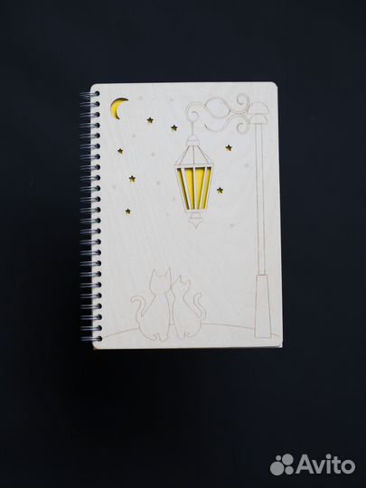 Блокнот с деревянной обложкой «Кошки»