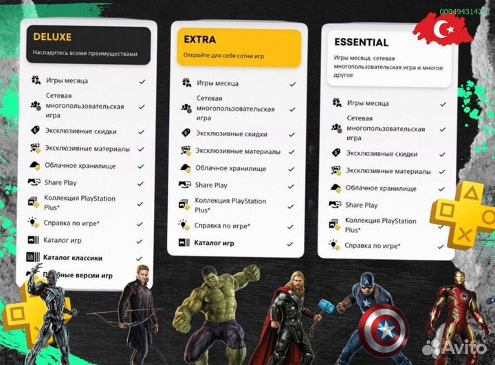 Подписка ps plus Delux+ EA play Турция (Арт.89160)