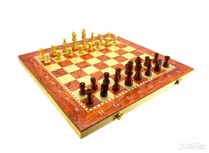 Игровой набор 3 в 1 Шашки-шахматы-нарды деревянный