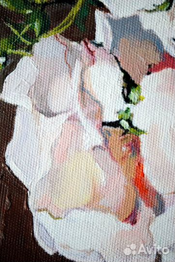 Картина маслом с розами Картина с цветами 40х30 см