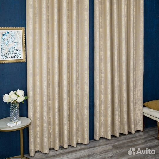 Комплект штор мрамор Зарина Золото