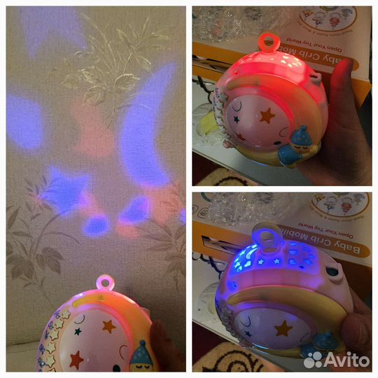 Мобиль на кроватку с проектором новый