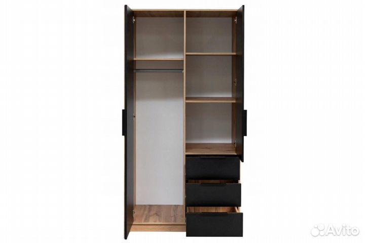 Bali Lux D2 Дуб вотан/чёрный/зеркало (Польша)