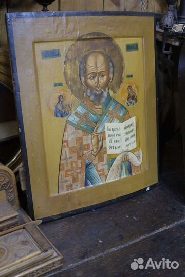 Старинная Икона Николай Чудотворец