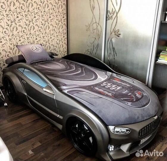 Кроватка Машина Neo Графит 3D