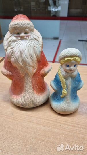 Резиновые игрушки СССР дед мороз и снегурочка