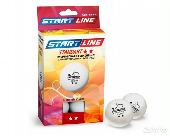 Мячи (шарики) для н/тенниса Start Line 2*, 6 шт