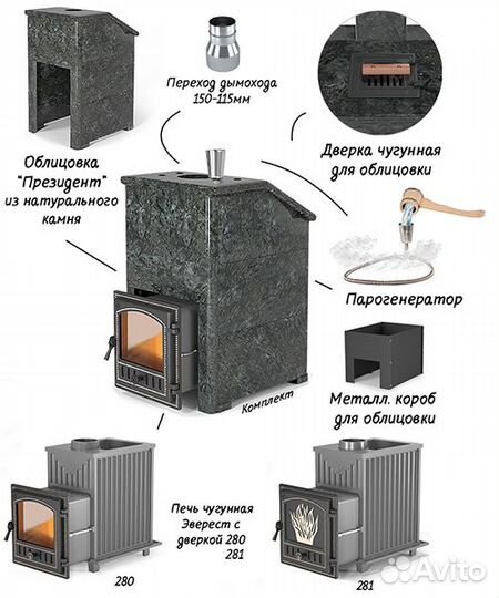 Печь Для Бани Комплект Президент Эверест 24 (280)