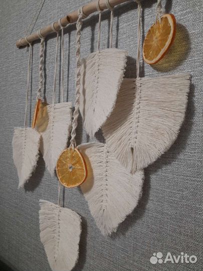 Макраме панно листья