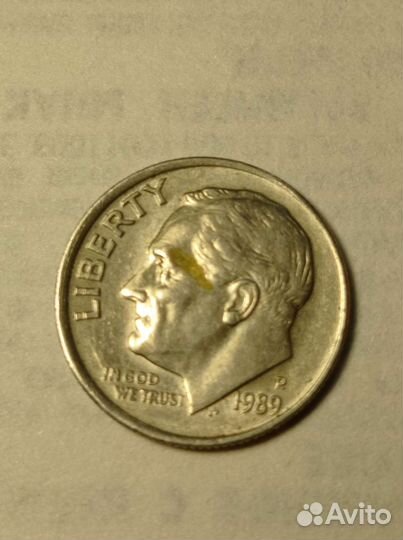 Монета 10 центов США 1989 год