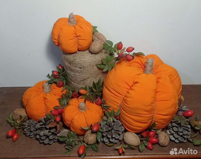 Декоративные тыквы,текстильные тыквы-подушки