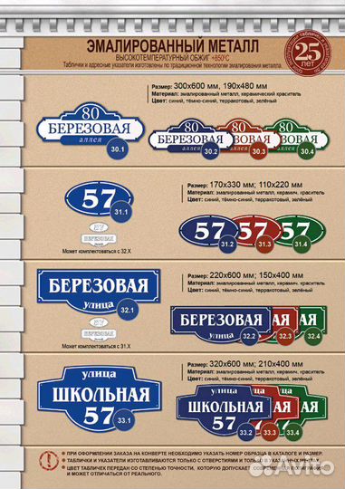 Адресная табличка (Эмалированный металл, обжиг)