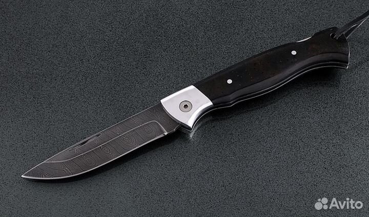 Складной нож Лиса, сталь дамаск, рукоять накладки