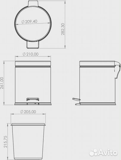 Мусорное ведро Berges Wasserhaus 121006 5 л, хром