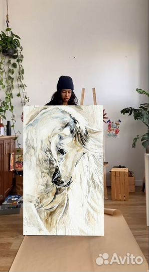 Белая Лошадь Картина маслом на холсте