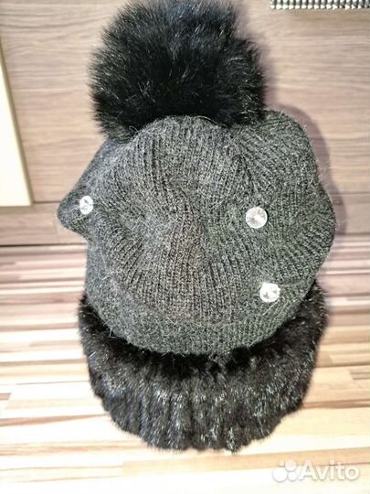 Шапка норка со стразами