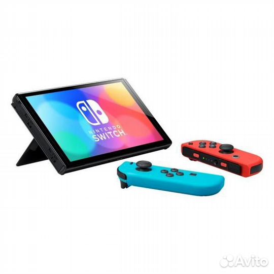 Nintendo Switch oled 64 гб, неоновый синий/неоновы