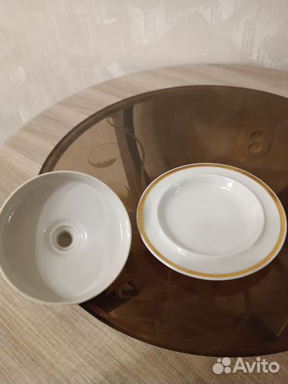 Витражная фарфоровая масленка, Дулëво, СССР