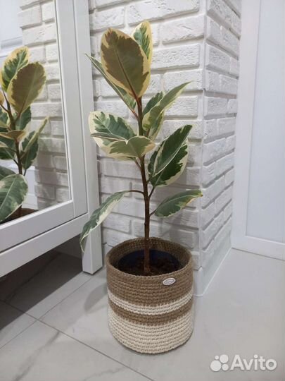 Корзина - кашпо из хлопка и джута