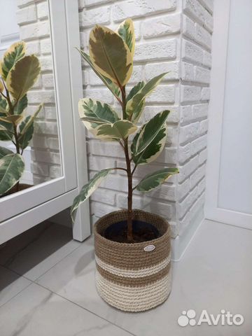 Корзина - кашпо из хлопка и джута